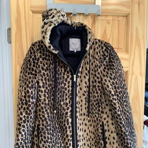 Zara leopard print puffer coat mix with hood
